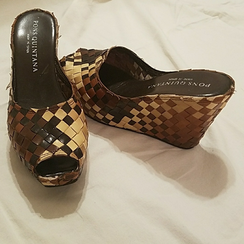 Pons Quintana Woven Leather Wedges